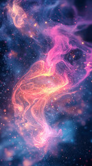 Fototapeta premium Vibrant Cosmic Nebula with Stars and Luminous Galaxy Swirls in Deep Space