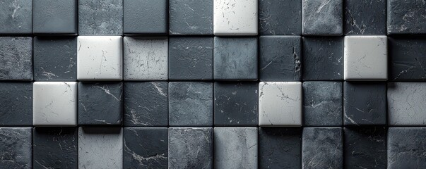 Modern phone wallpaper featuring gray and white textured tiles in a geometric pattern, creating a minimalist and sophisticated design