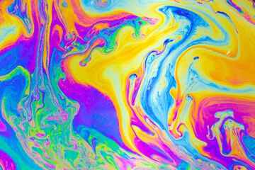 Psychedelic multicolored background abstract. Rainbow colors. patterns background. Photo macro shot of soap bubbles