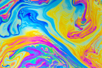 Psychedelic multicolored background abstract. Rainbow colors. patterns background. Photo macro shot of soap bubbles