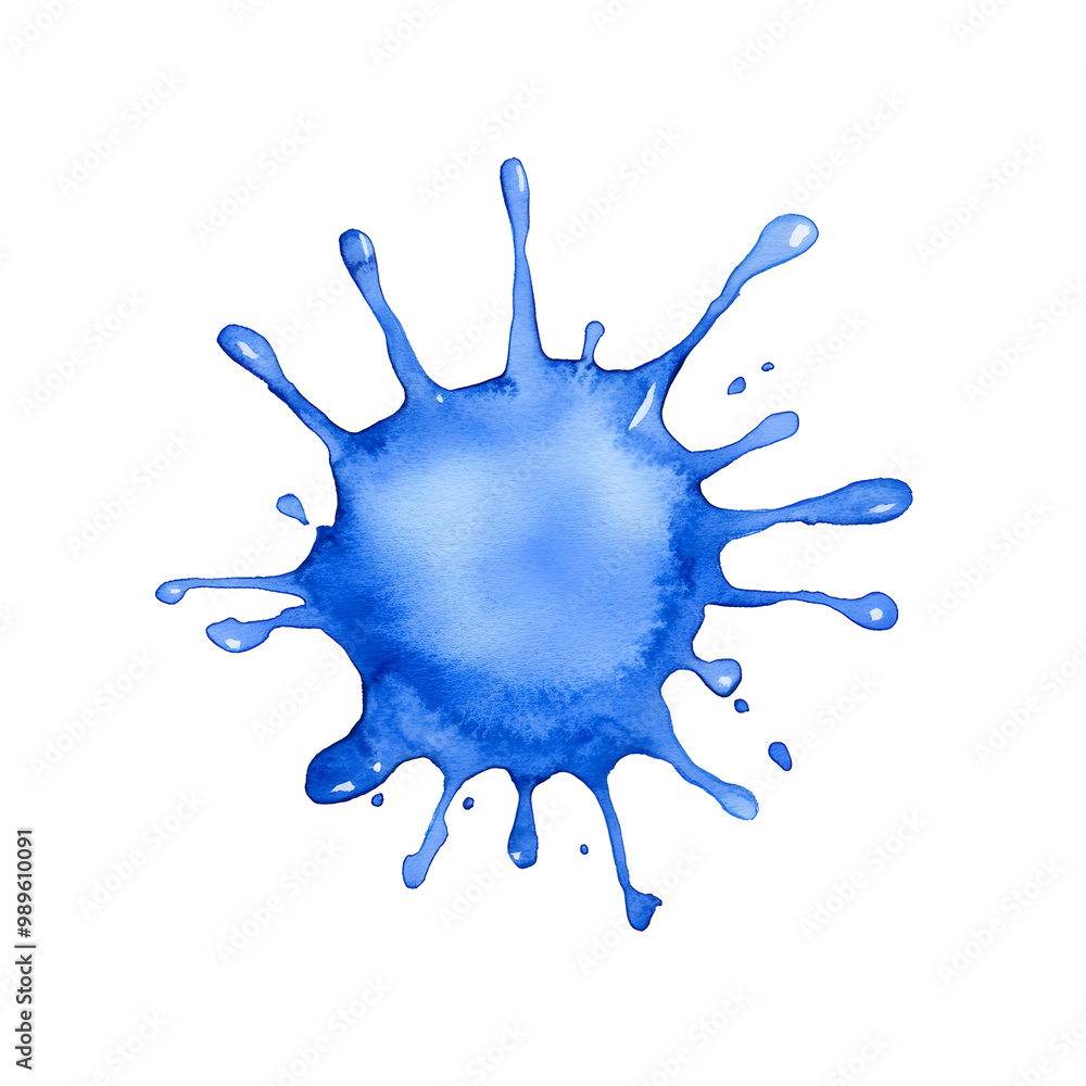 Canvas Prints a vibrant blue paint splash against a transparent or white background, creating a dynamic and artist