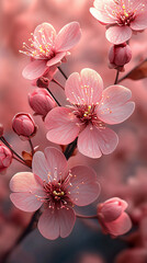 Delicate Cherry Blossoms in Soft Focus Capturing the Beauty of Spring Blooms and Floral Photography