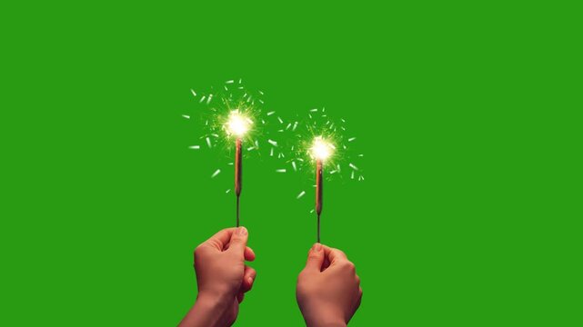 Holiday Sparkler burning loop realistic animation of realistic fireworks isolated: Green Screen Burning Loop, Green Screen Diwali, Green Screen Festival, Green Screen Celebration