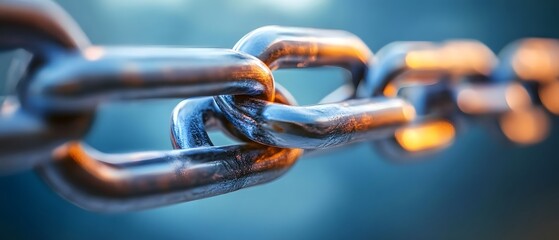 Close-up of a metallic link with a beautiful bokeh background, illustrating strength and connectivity in industrial design.
