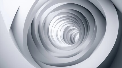 Obraz premium Concentric shapes fading from white to grey, creating a dynamic abstract design with smooth gradients and modern visual flow