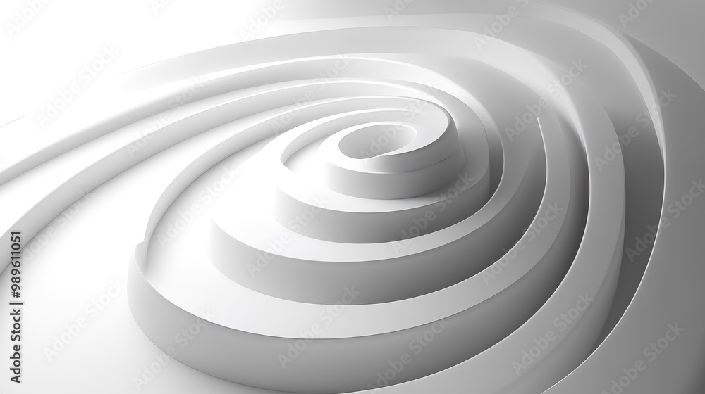 Poster dynamic concentric shapes with a soft white to grey gradient, perfect for creating a sleek, minimali