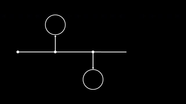 Minimalist Horizontal Timeline with Circle Markers for Text and Icon on Transparent Background, Alpha Channel