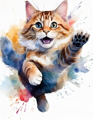 Playful cat with blue eyes