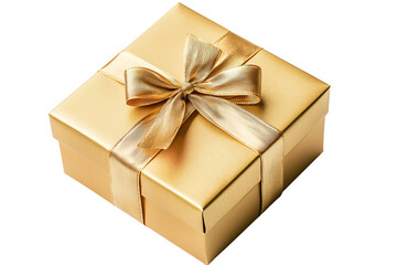 Obraz premium Elegant Gift Box with Ribbon and Bow, Perfect for Special Occasions, Holidays, and Celebrations, Isolated on Transparent Background