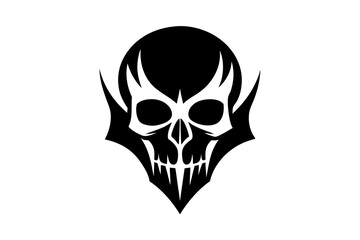 Skull Silhouette: Gothic Icon, Halloween Symbol, Death Concept, Spooky Design, Flat Vector Illustration