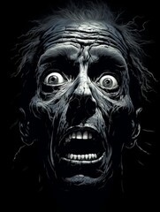 Terrifying Face of Horror in Black and White