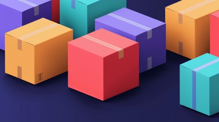 Obraz premium Colorful boxes arranged artistically against a dark background, showcasing modern packaging design.