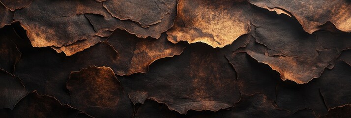Fototapeta premium Burnt paper texture with charred edges, curling into dark, fragile layers