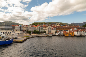 Looking Across Vagen Bay to Buildings on Nordnes Peninsula, Bergen, Norway