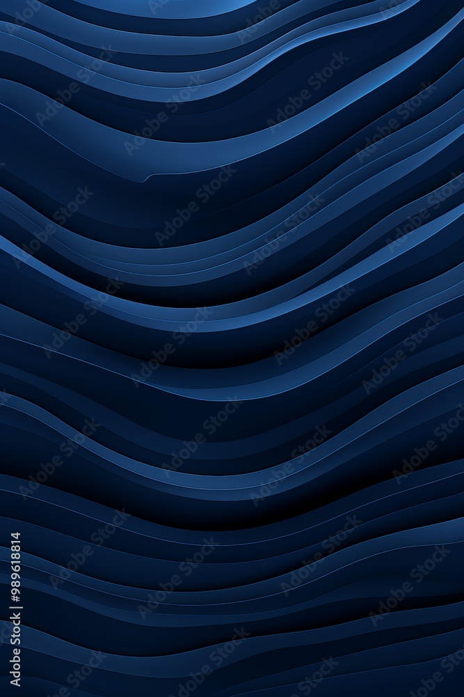 Poster rippling blue waves create a tranquil effect in an abstract design with flowing lines