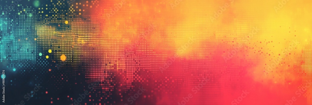 Poster vibrant line and dot pattern, dynamic arrangement of lines and dots, bold colors fading into a smoot