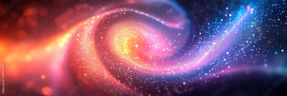 Poster vibrant swirl, an intricate swirl of colors surrounded by a soft neon abstract backdrop, creating a 