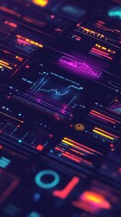 Obraz premium A vibrant infographic showcases online savings trends with striking visuals and colors