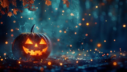 Soft focus Halloween artwork enhanced by ethereal glowing lights for a festive look.