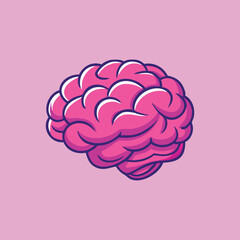 Brain Cartoon Vector Icon Illustration. Isolated Flat Cartoon Style
