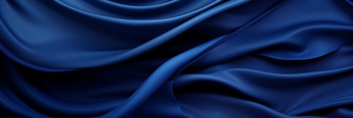 Obraz premium Elegant dark blue silk fabric draped softly to create flowing textures and rich depth