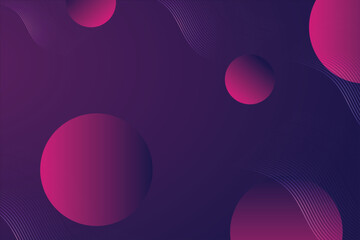 Abstract purple background with pink gradient circles and wavy lines.