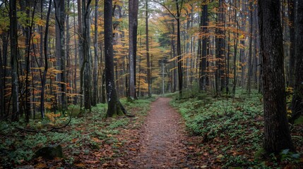 Fototapeta premium Path through the autumn forest.