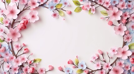 Obraz premium Delicate cherry blossom arrangement with soft pastel colors showcasing spring beauty