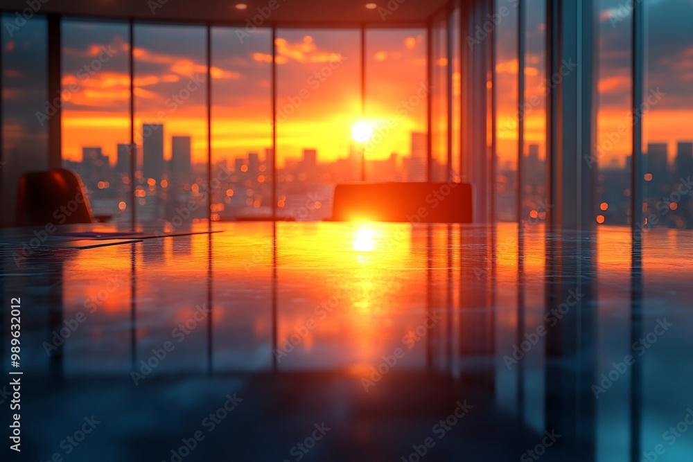 Poster minimalist workspace an abstract blur effect on the background highlighting the clean design of the 