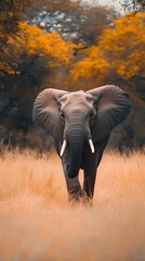 Fototapeta premium Elephant walking gracefully in a peaceful nature scene image