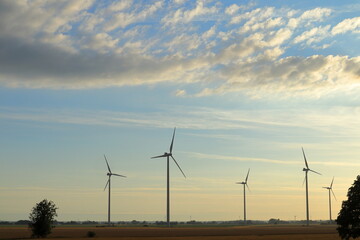 Wind power plant. Summer of 2024. Vara, Västra Götaland, Sweden.