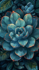  Vibrant Succulent with Colorful Leaves and Background Foliage