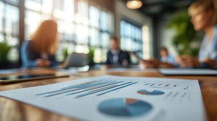 Economic analysis in a meeting with professionals discussing trends, professional environment, sharp focus, bright lighting