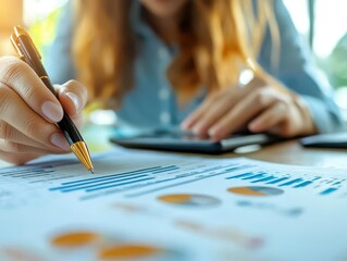 Financial planning session with a financial advisor and a client discussing strategies, professional setting, sharp focus, bright lighting