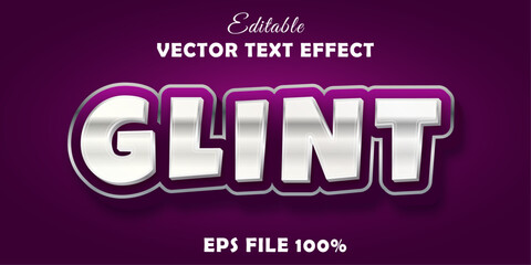 Editable text effect - Glint pink sliver metallic style