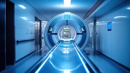 Medical imaging in a hospital with MRI or X-ray machines in use, tech-savvy style, sharp focus, bright lighting, high detail
