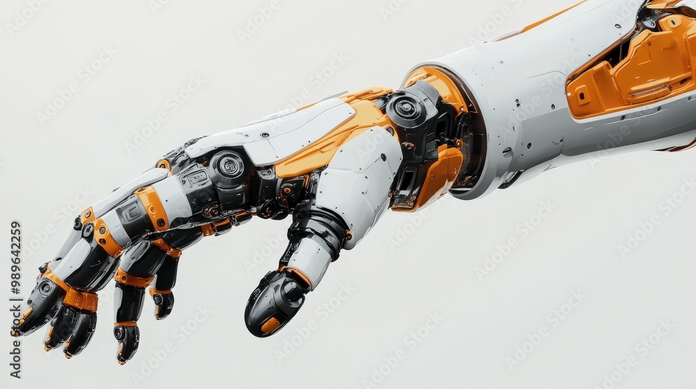 Aufkleber futuristic robotic arm demonstrating precision engineering in 3d rendering