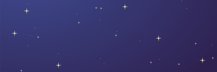 Night sky with sparkling stars on a dark blue background.