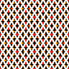 Paseo abstract ornament. Ethnic and tribal pattern. Mosaic tiles. African style seamless surface design. Repeated geometric figures wallpaper. Bright digital paper, textile print. Vector illustration