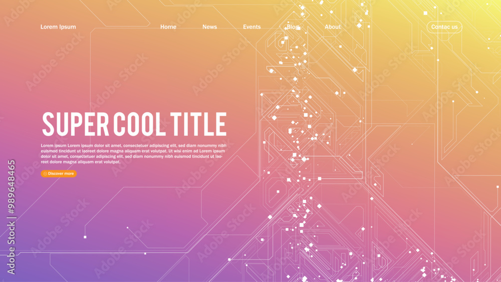 Poster landing page abstract design with big data. template for website or app.