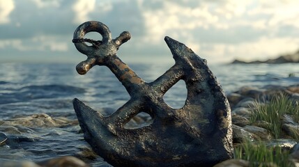Fototapeta premium Nautical theme anchor image rendered in stunning high-resolution realism image