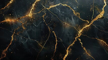 A luxurious black marble texture with gold veins, ideal for high-end design backgrounds or luxury branding