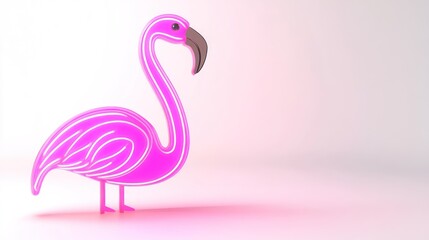 A neon pink flamingo sculpture against a soft gradient background.