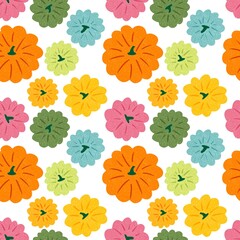 Halloween cute pumpkins seamless monsters pattern for wrapping paper and fabric