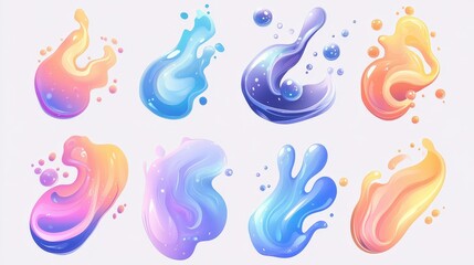 Obraz premium Abstract Iridescent Liquid Paint Bubble Installations Vector Set