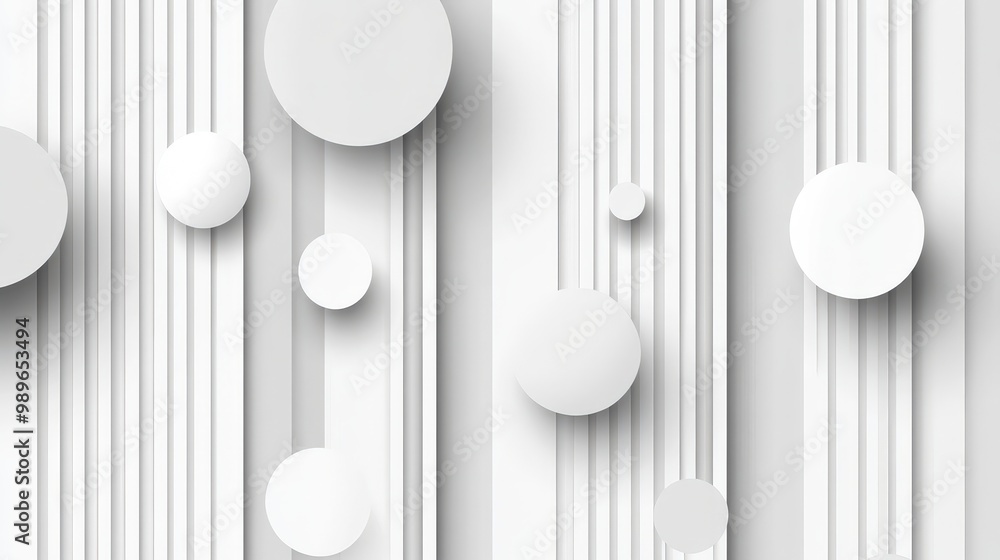 Poster geometric minimalist vector art abstract background with stripes and round shapes in white and gray 