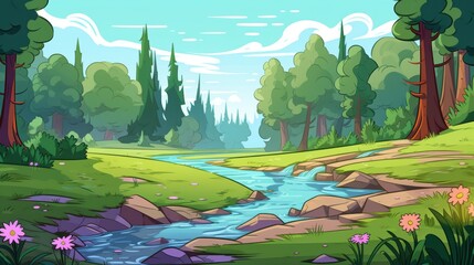 A Winding River Flows Through a Lush Green Forest