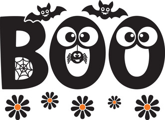 Obraz premium Boo and ghost Halloween spooky, Text design for shirt