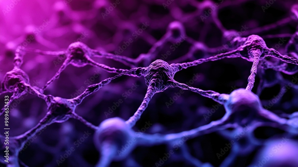 Poster abstract representation of interconnected neurons in a colorful, digital environment.