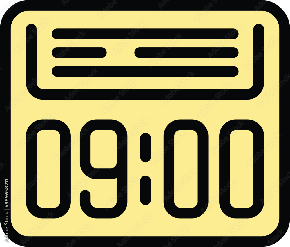 Poster simple digital alarm clock displaying 09,00 am, ideal for concepts such as time management and morni